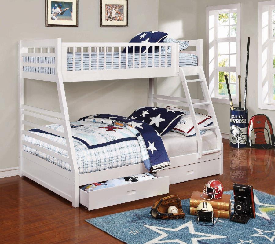 Ashton TWIN/FULL BUNK BED (WHITE)