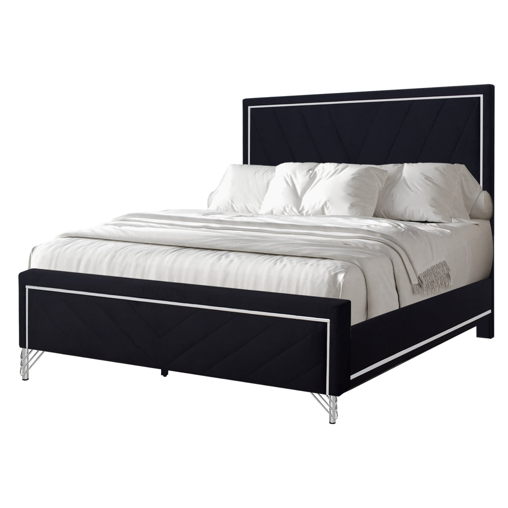 AVA 5/0 Q HEADBOARD, FOOTBOARD & SLAT KIT-EBONY