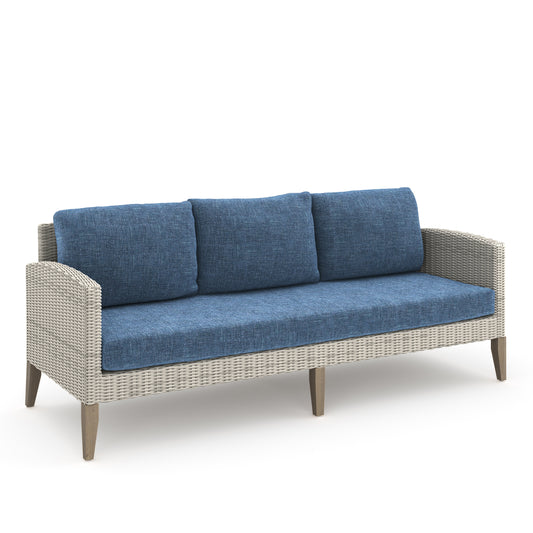 CAREZZA 5 PC SET - SOFA, 2 CLUB CHAIRS, 2 STOOLS-DARK BLUE