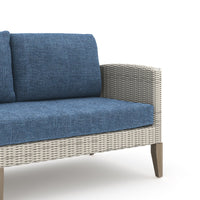 CAREZZA 5 PC SET - SOFA, 2 CLUB CHAIRS, 2 STOOLS-DARK BLUE