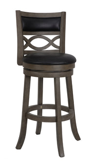 MANCHESTER 24" COUNTER STOOL W/BLACK PU CUSHIONS-GRAY