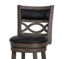MANCHESTER 24" COUNTER STOOL W/BLACK PU CUSHIONS-GRAY